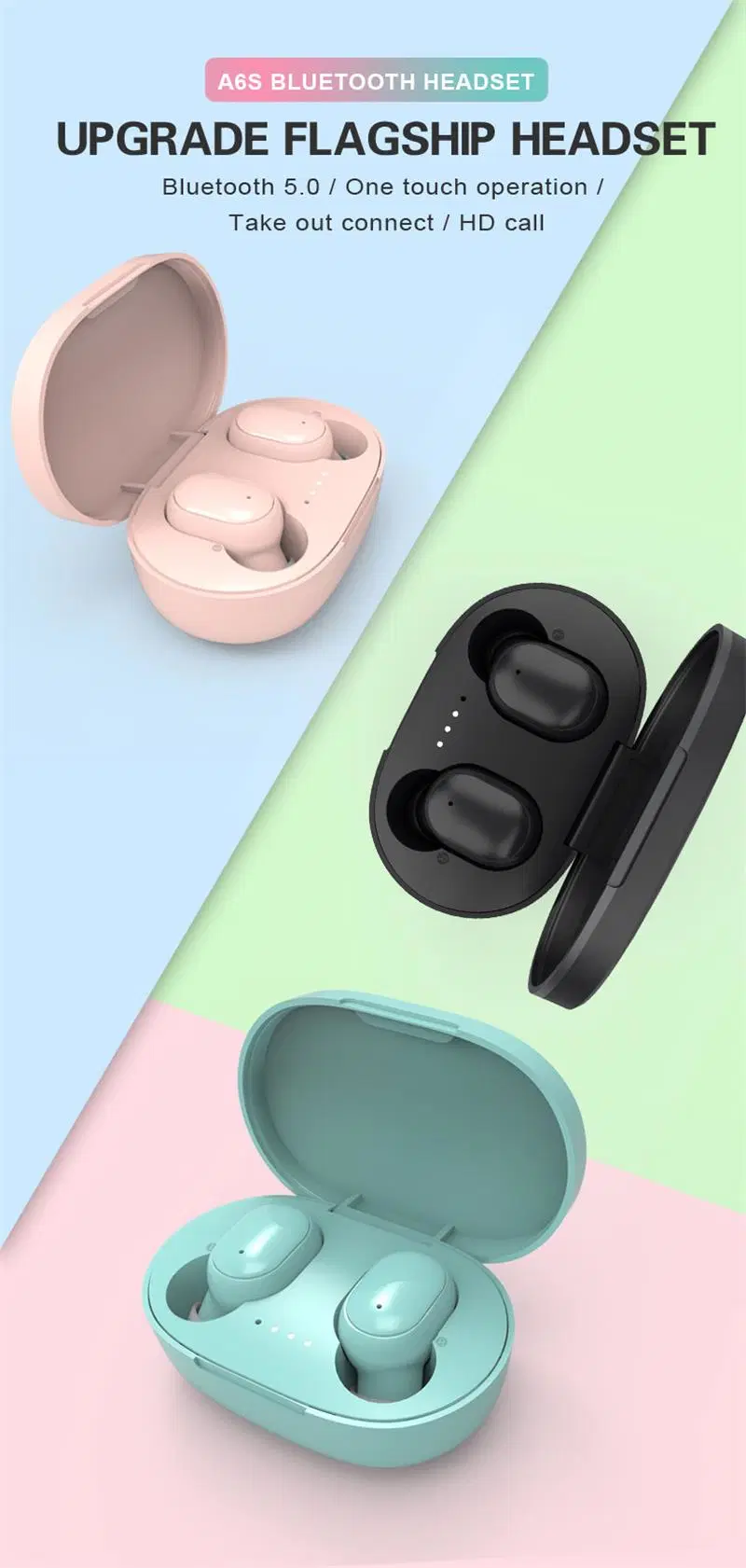 Factory Price Wireless Earphones A6s Tws Headset Noise Cancelling Mic for Xiaomi